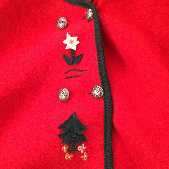 Giesswein Womens Jacket Cardigan Sz 12 Wool Applique Buttons Made in Austria - Picture 8 of 11